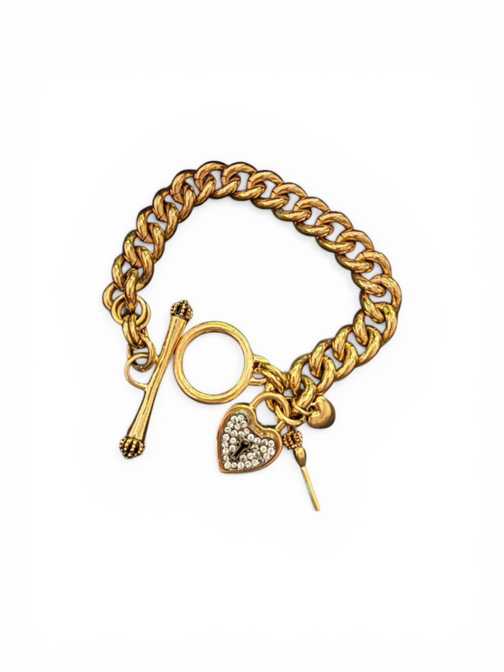 Juicy Couture Gold Heart Charm Toggle Chain Bracelet